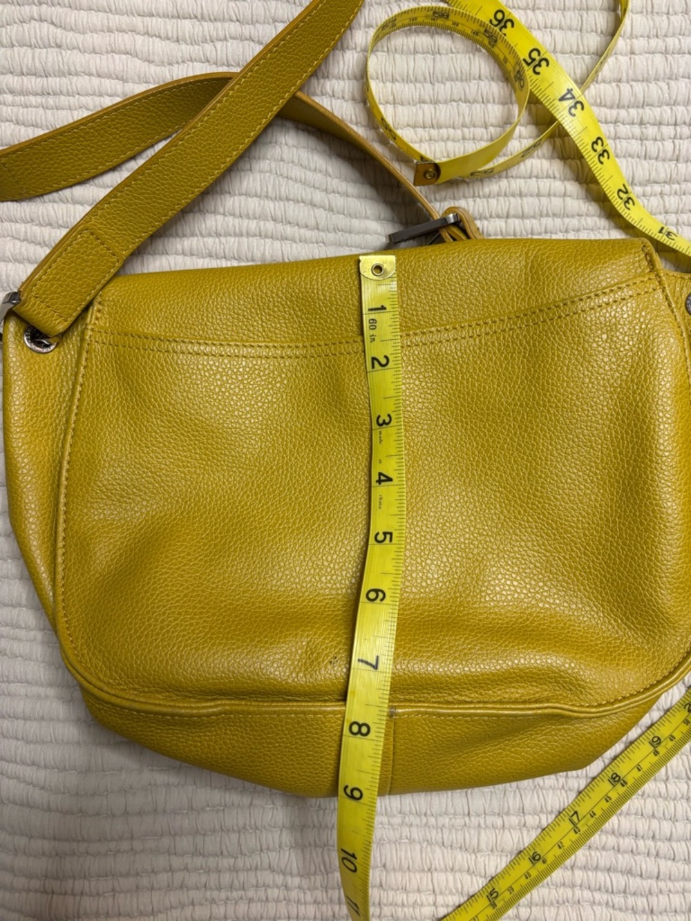 Longchamp Yellow Pebbled Leather Crossbody Bag - Picture 6 of 8